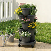 Green Fingers 5 Tier Vertical Garden Planter, Stackable Planters with 4 Wheels