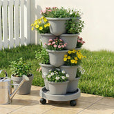 Green Fingers 5 Tier Vertical Garden Planter, Stackable Planters with 4 Wheels