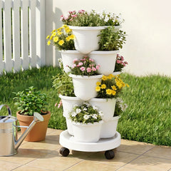 Green Fingers 5 Tier Vertical Garden Planter, Stackable Planters with Wheels