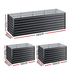 Green Fingers 2-in-1 Raised Garden Bed Kit, 240cm/120cm| 77cm Extra Deep