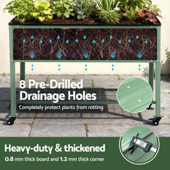 Green Fingers Elevated Raised Garden Bed Kit Mobile w/ Locking Wheels & Storage