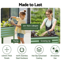 Green Fingers Elevated Raised Garden Bed Kit Mobile w/ Locking Wheels & Storage