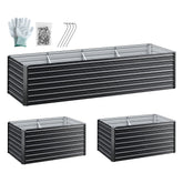 Green Fingers 2-in-1 Raised Garden Bed Kit, 320cm/160cm| 77cm Extra Deep Ergonomic Planter Box | Protect Your Back | Galvanised Steel Vegetable Flower Pot for Outdoor Garden | Includes Gloves & Pegs