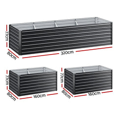 Green Fingers 2-in-1 Raised Garden Bed Kit, 320cm/160cm| 77cm Extra Deep