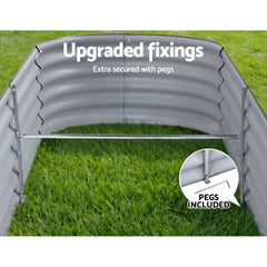 2x Raised Green Fingers Garden Bed 240X80X42cm Oval Planter Box Container