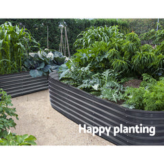 2x Raised Green Fingers Garden Bed 240X80X42cm Oval Planter Box Container