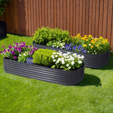 2x Raised Green Fingers Garden Bed 240X80X42cm Oval Planter Box Container