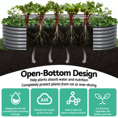 Green Fingers 3 Pcs Raised Garden Bed Kit Oval Galvanized Steel Planter Boxes