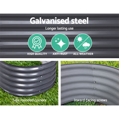 2x Green Fingers Raised Garden Bed 320X80X42cm Oval Planter Box Container