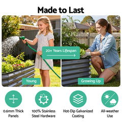Green Fingers 3 Pcs Raised Garden Bed Kit Oval Galvanized Steel Planter Boxes