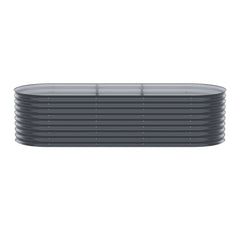x2 Green Fingers Raised Garden Bed Kit Planter Oval Galvanised Steel 240cmX80cmX56cm