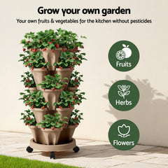 Green Fingers Garden Bed 5 Tier Vertical Garden Grey Strawberry Stackable