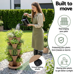 Green Fingers Garden Bed 5 Tier Vertical Garden Grey Strawberry Stackable