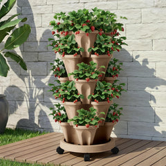 Green Fingers Garden Bed 5 Tier Vertical Garden Grey Strawberry Stackable