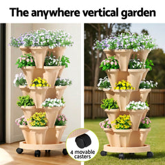 Green Fingers Garden Bed 5 Tier Vertical Garden Grey Strawberry Stackable