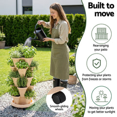 Green Fingers Garden Bed 5 Tier Vertical Garden Grey Strawberry Stackable