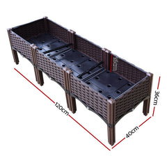 Green Fingers Garden Bed 120x40x36cm PP Planter Box Raised Container Growing