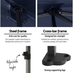 Instahut Gazebo Pop Up Marquee 3x6 Folding Tent Gazebos Camping 500D Oxford Navy