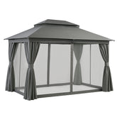 Instahut Gazebo 3x4m Canopy Outdoor Steel Frame Patio Tent Curtains Marquee Grey