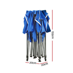 Instahut Gazebo Pop Up Marquee 3x3 Folding Tent Outdoor Camping 500D Oxford Blue