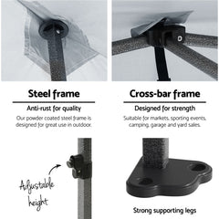 Instahut Gazebo Pop Up Marquee 3x6 Folding 500D Wedding Tent Base Pod White