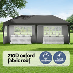 Instahut Gazebo 3x6m Pop Up Marquee Wedding Party Outdoor Camping Canopy Grey
