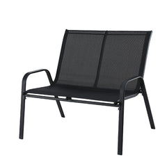 Gardeon Garden Bench Seat Steel Outdoor Patio Park Lounge Backyard Chair Black