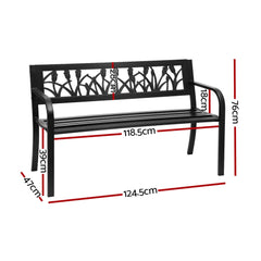 Gardeon Outdoor Garden Bench Seat Outdoor Furniture Steel 2 Seater Park Black