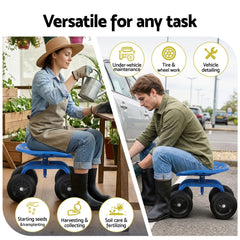 Gardeon Garden Seat 360 Swivel Rolling Adjustable Height Work Scooter Cart