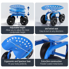 Gardeon Garden Seat 360 Swivel Rolling Adjustable Height Work Scooter Cart