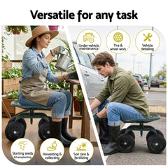 Gardeon Garden Seat 360 Swivel Rolling Adjustable Height Work Scooter Cart