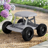 Gardeon Garden Cart Seat with Wheels, Rolling Work Stool with Tool Storage Tray, 440lbs (200kg) Heavy Duty Capacity Garden Stool for Outdoor Yard Work