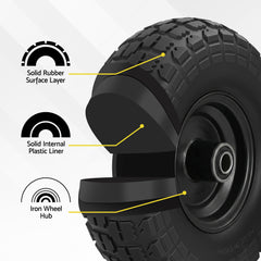 Gardeon 2pcs, 4.10/3.50-4 Tire And Wheel Flat Free, 26cm Solid Rubber Tires with