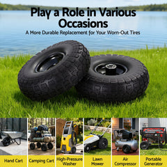 Gardeon 2pcs, 4.10/3.50-4 Tire And Wheel Flat Free, 26cm Solid Rubber Tires with