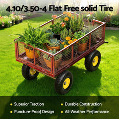 Gardeon 2pcs, 4.10/3.50-4 Tire And Wheel Flat Free, 26cm Solid Rubber Tires with