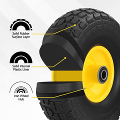 Gardeon 2pcs, 4.10/3.50-4 Tire And Wheel Flat Free, 26cm Solid Rubber Tires with