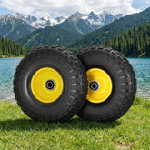 Gardeon 2pcs, 4.10/3.50-4 Tire And Wheel Flat Free, 26cm Solid Rubber Tires with 5/8 Axle Bore Hole And Double Sealed Bearings, Perfect for Wheelbarro