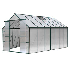 Green Fingers Greenhouse 4.43x2.44x2.15M Aluminium Polycarbonate Green House Garden Shed