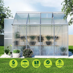 Green Fingers Greenhouse 2.42x2.5x2.26M Aluminium Double Doors Green House