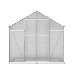 Green Fingers Greenhouse 2.42x2.5x2.26M Aluminium Double Doors Green House Garden Shed
