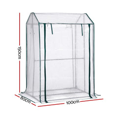 Green Fingers Mini Greenhouse PE Cover Green House Roll-Up Zippered Door 1.0x0.8x1.5M