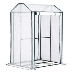 Green Fingers Mini Greenhouse PE Cover Green House Roll-Up Zippered Door 1.0x0.8x1.5M