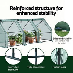 Green Fingers Mini Greenhouse 240x90x90cm Steel Frame PE Outdoor Free Delivery