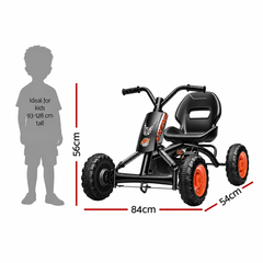 Rigo Pedal Go Kart Kids with Plastic Wheels Forward Reverse Black 84cm