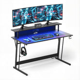 Artiss Gaming Desk with LED Lights Computer Desk Table with Monitor Shelf Power