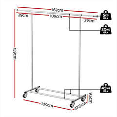 Artiss Clothes Rack Airer Rail Coat Stand Adjustable Hanger