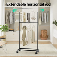 Artiss Clothes Rack Double Rod Airer Rail Free Delivery