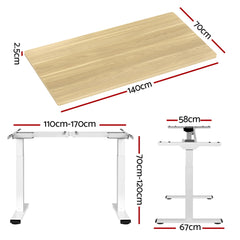 Artiss Standing Desk Motorised Dual Motor 140CM White Oak