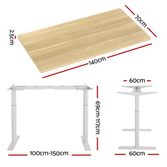 Artiss Standing Desk Motorised Electric Dual Motor 140CM White Oak