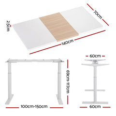 Artiss Standing Desk Motorised Electric Dual Motor 140CM White Pine